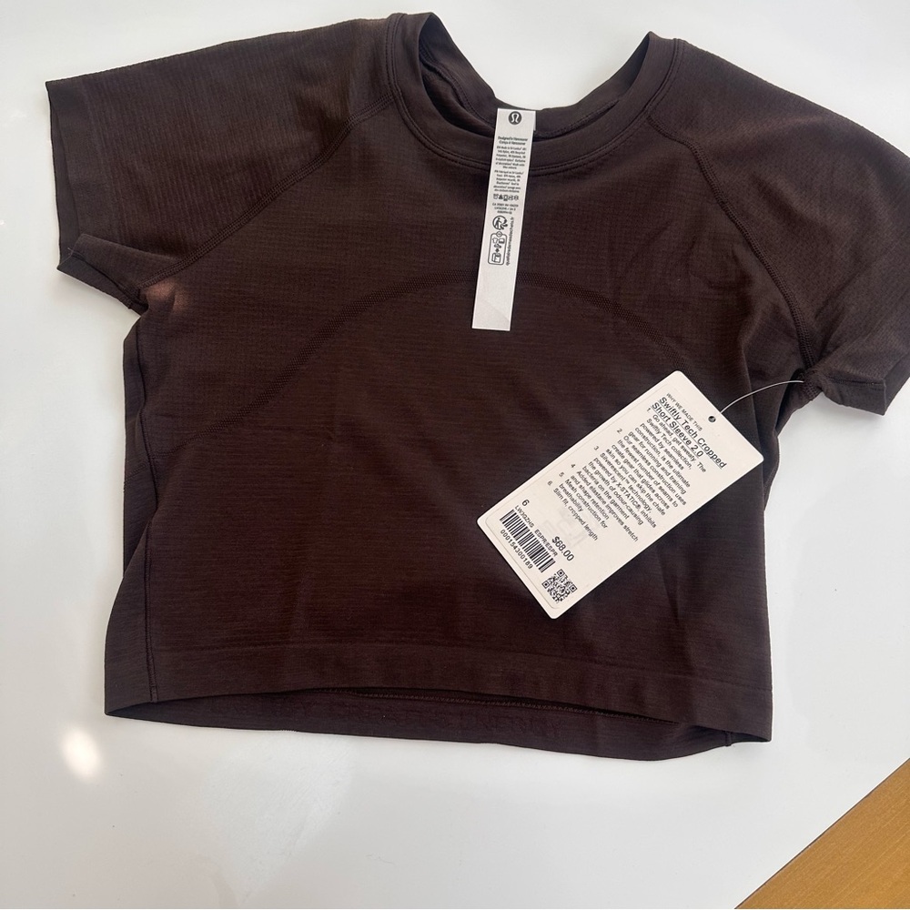 Lululemon Swiftly Tech Cropped Short-Sleeve Shirt 2.0 - Espresso - Picture 3 of 5